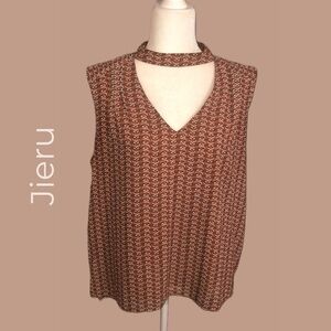 Jieru • Brown patterned blouse • XL